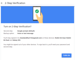 gmail 2 step verification turn on 2B 25282 2529